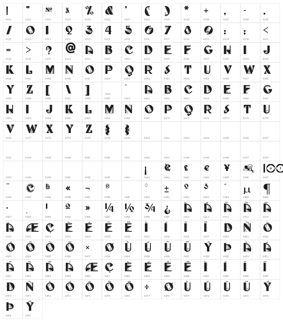Full-TiltBoogieNF Character Map