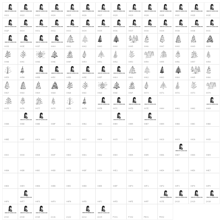 Fun Christmas Trees Character Map