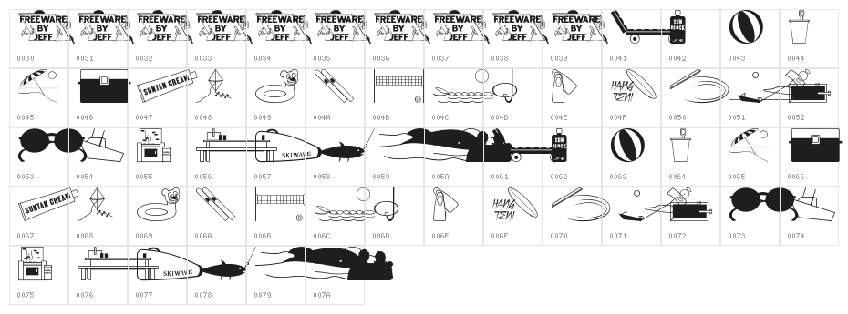 Fun In The Sun JL Character Map