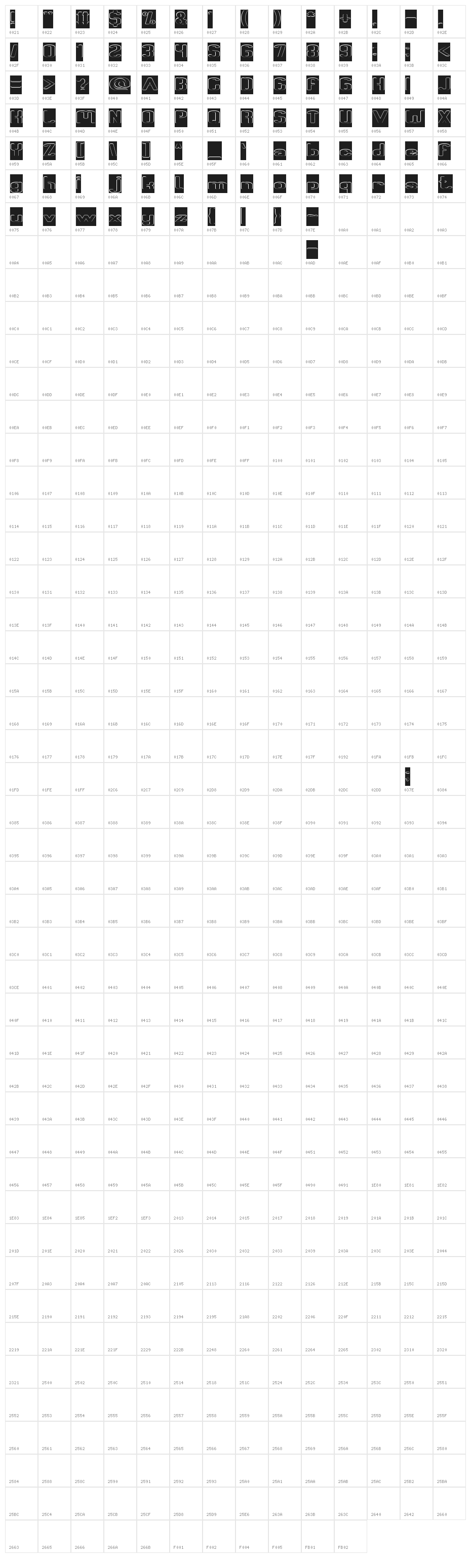 Fun Raiser-Hollow-Inverse Character Map
