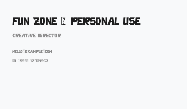 Fun Zone - Personal Use Business Card