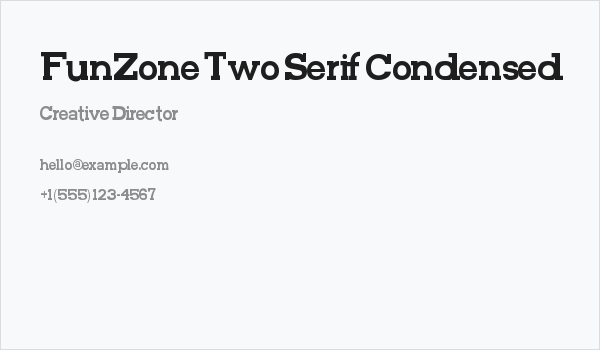 FunZone Two Serif Condensed Business Card