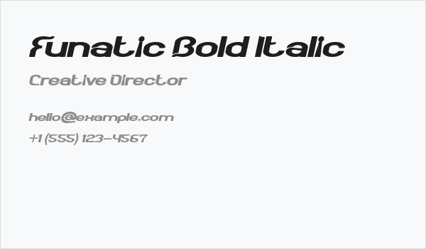 Funatic Bold Italic Business Card