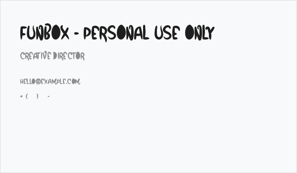 Funbox - Personal Use Only Business Card