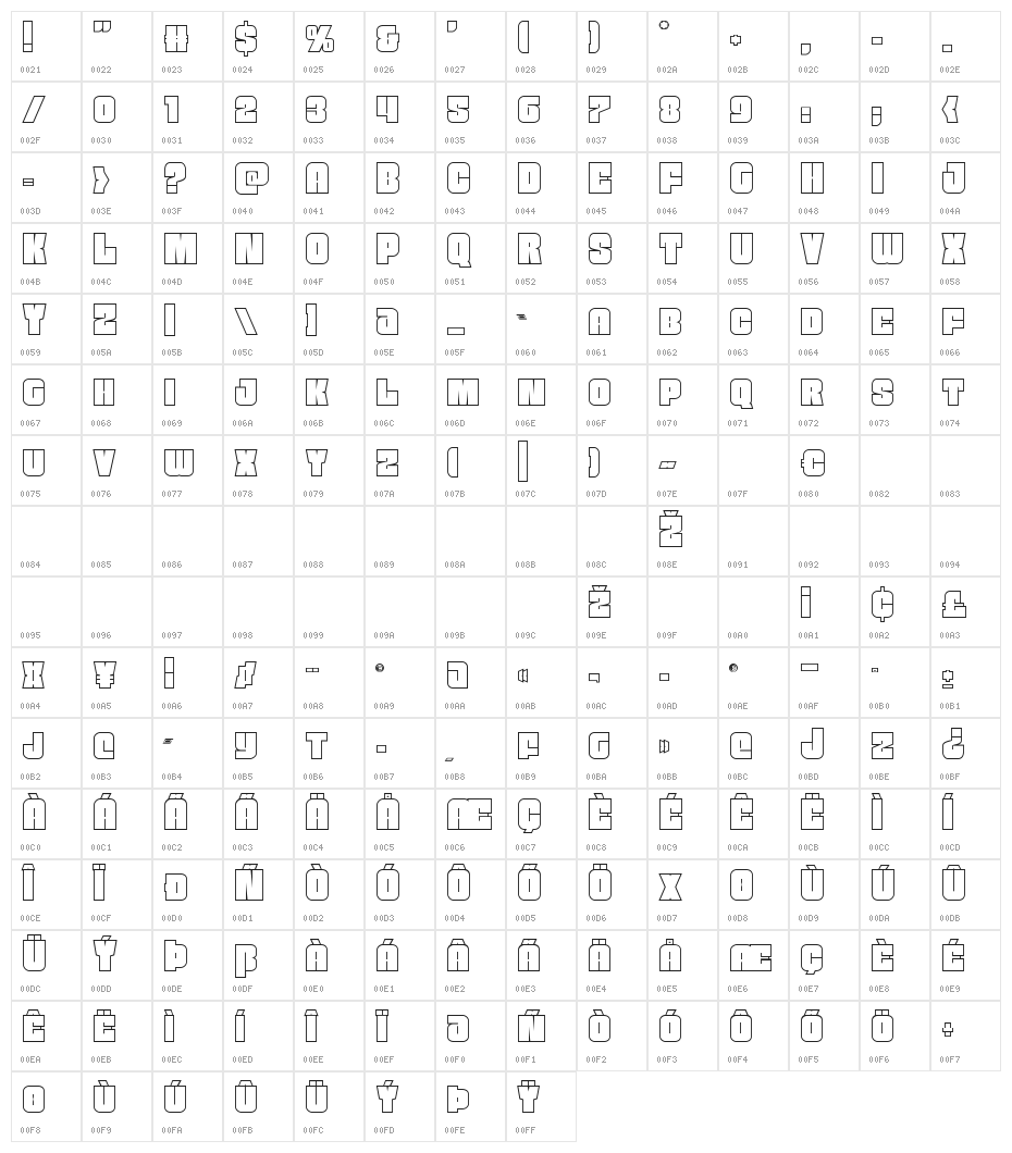 Funk Machine Outline Character Map