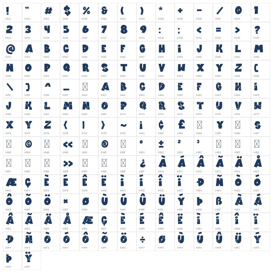 Funky Crack Character Map