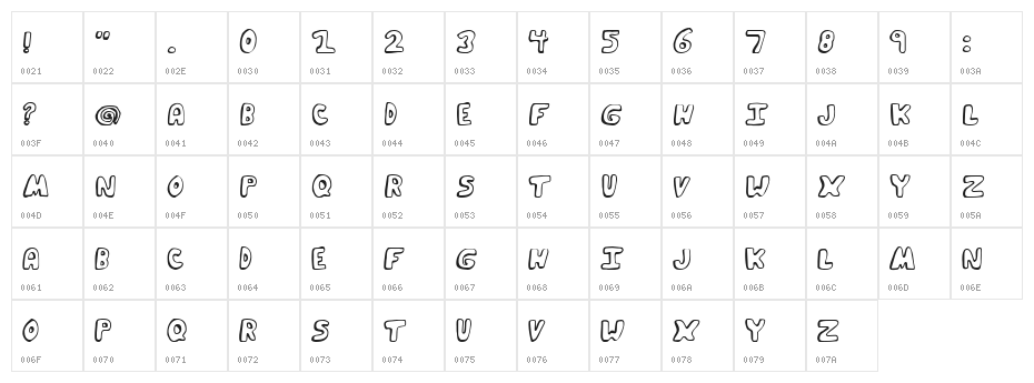 Funky Muskrat Regular Character Map