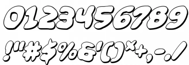 Funny Pages 3D Italic Font OTHER CHARS