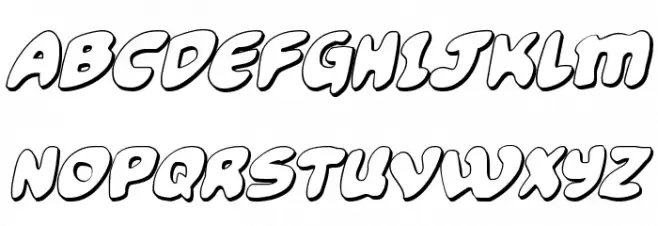 Funny Pages 3D Italic फ़ॉन्ट अपरकेस