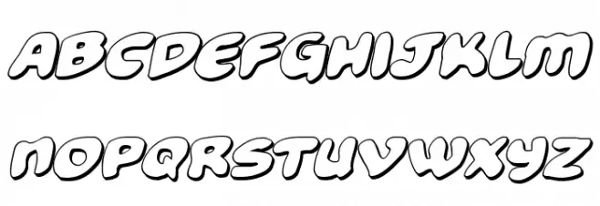 Funny Pages 3D Italic Schriftart Kleinbuchstaben