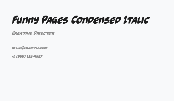 Funny Pages Condensed Italic Business Card