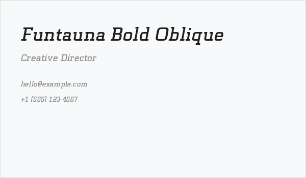 Funtauna Bold Oblique Business Card