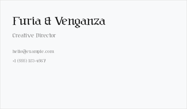 Furia & Venganza Business Card