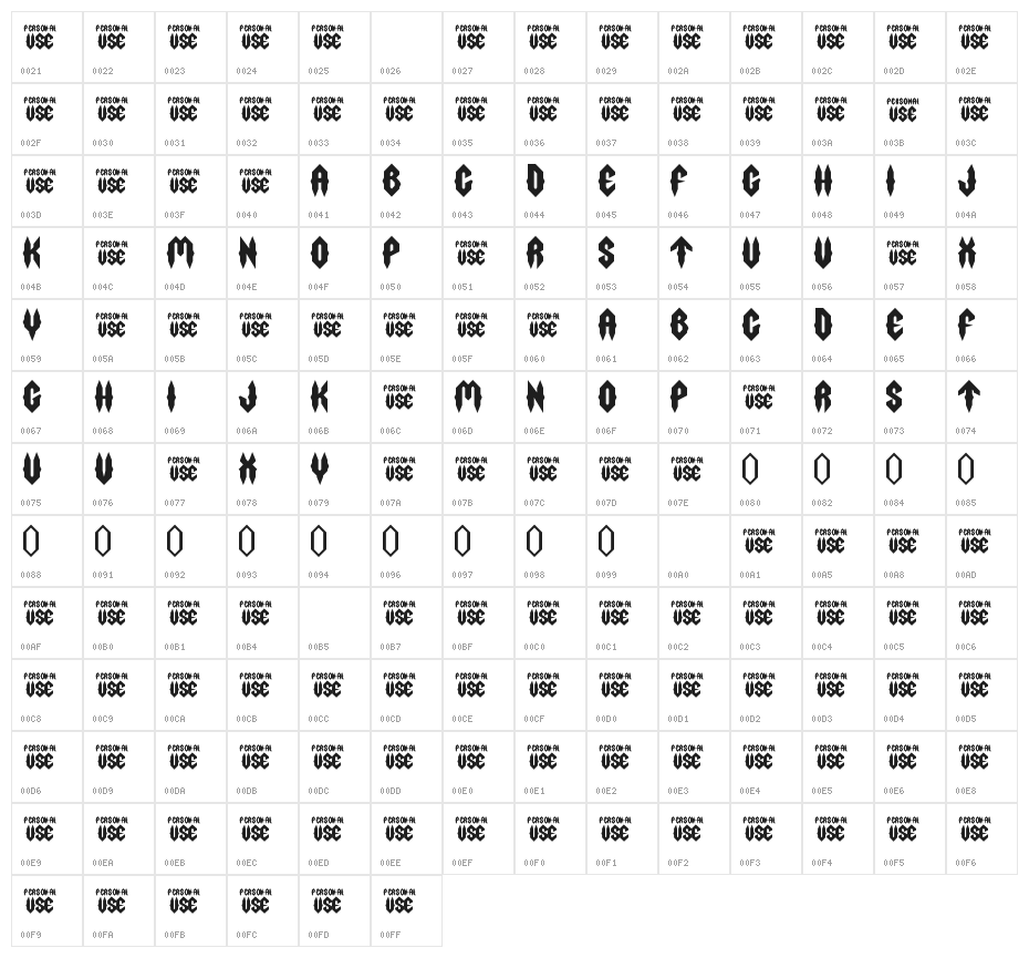 Fury Storm Personal Use Character Map