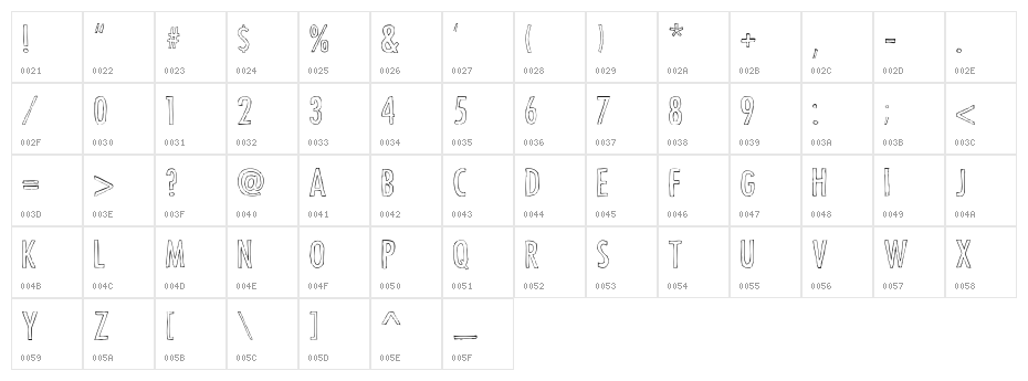 Futura Hand Character Map
