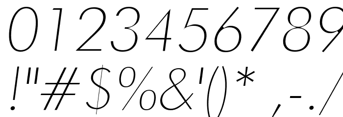 Futura Thin Italic Font OTHER CHARS