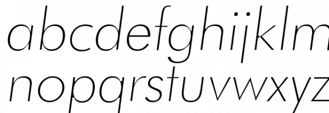 Futura Thin Italic फ़ॉन्ट लोअरकेस