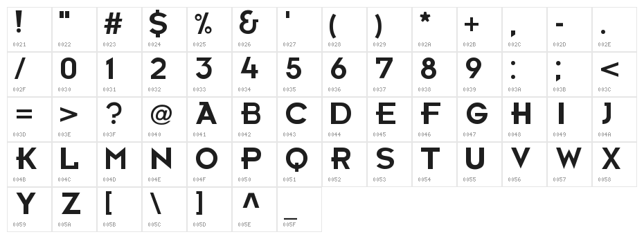 Futurama Bold Font Character Map