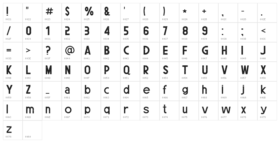 Future 2097 Eroded Regular Character Map
