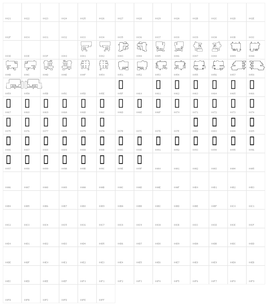 Future Boxes Character Map