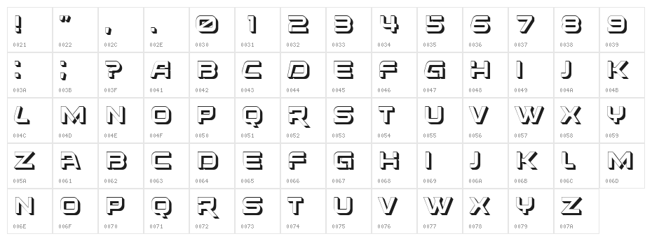 Future Tech Regular Character Map