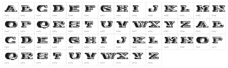Future Zing Dark Regular Character Map