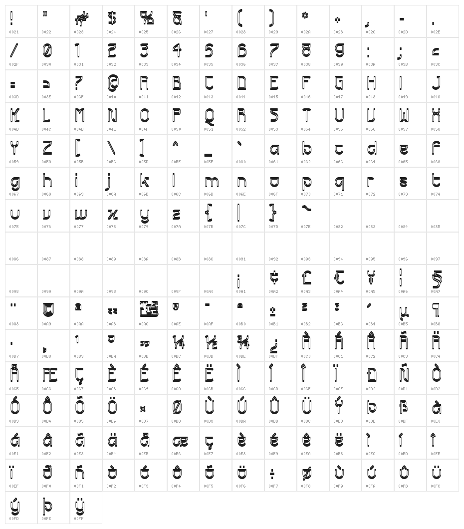 Futurex Dropshaft Character Map