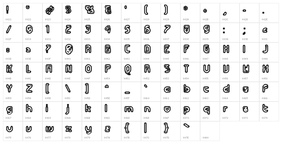 Futurex Metal-gear Bold Character Map