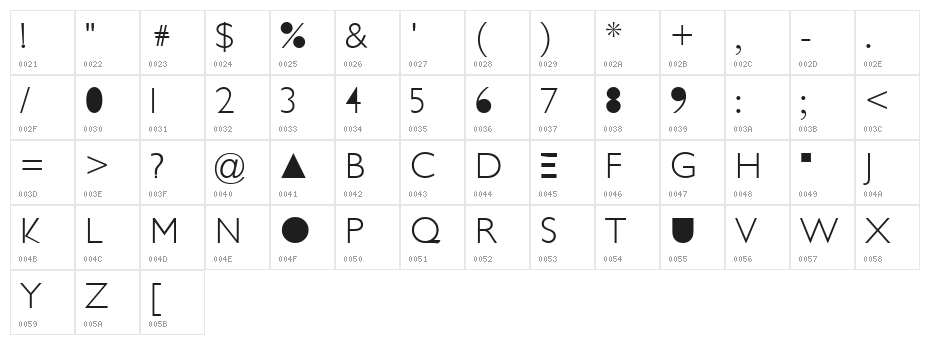 Futurism Light Character Map