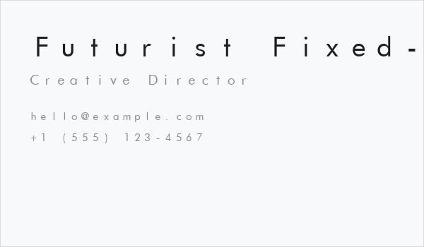 Futurist Fixed-width Business Card