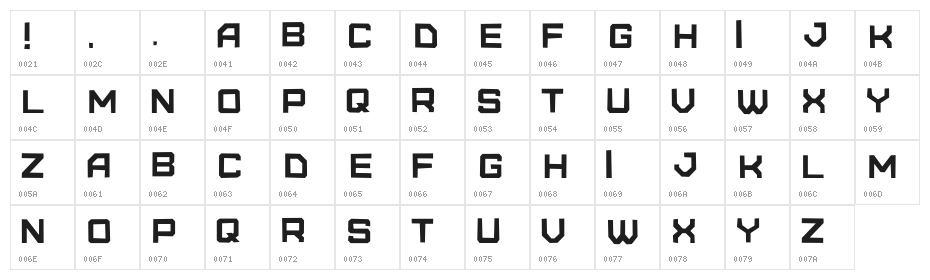 Futuristica Character Map