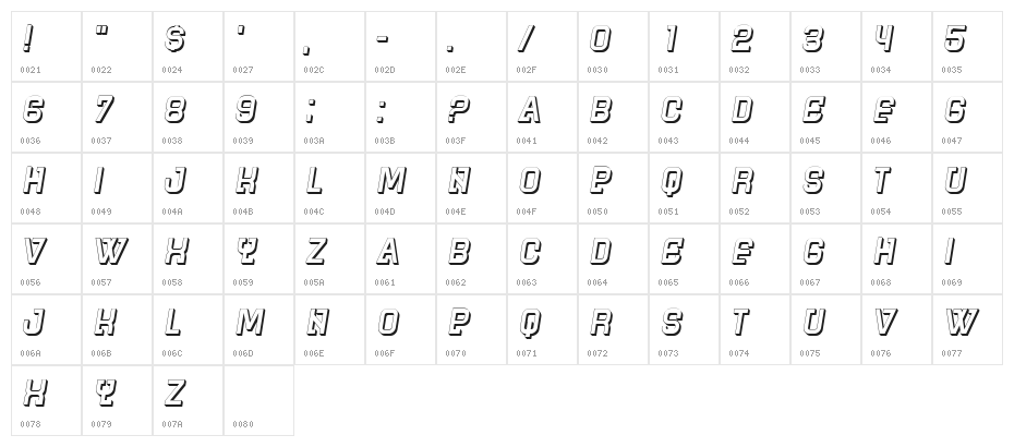 Futuro Italic Character Map