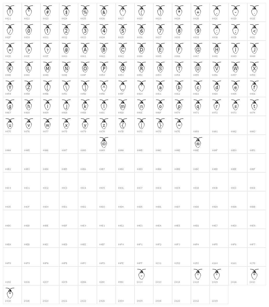 Fuzzy Xmas Lights Character Map
