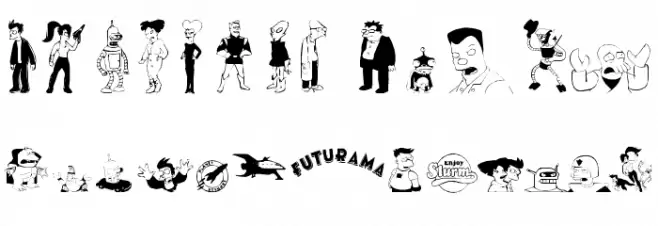 futurama dingbats Шрифта ВЕРХНИЙ