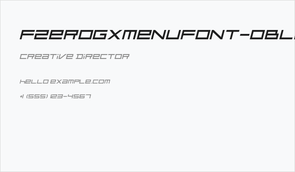 FZeroGXMenuFont-Oblique Business Card