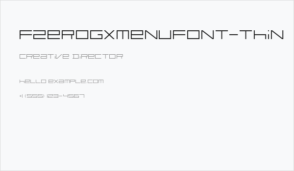 FZeroGXMenuFont-Thin Business Card