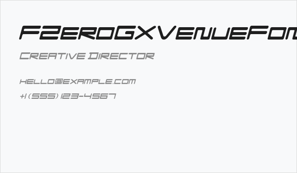 FZeroGXVenueFont-SemLtObliq Business Card