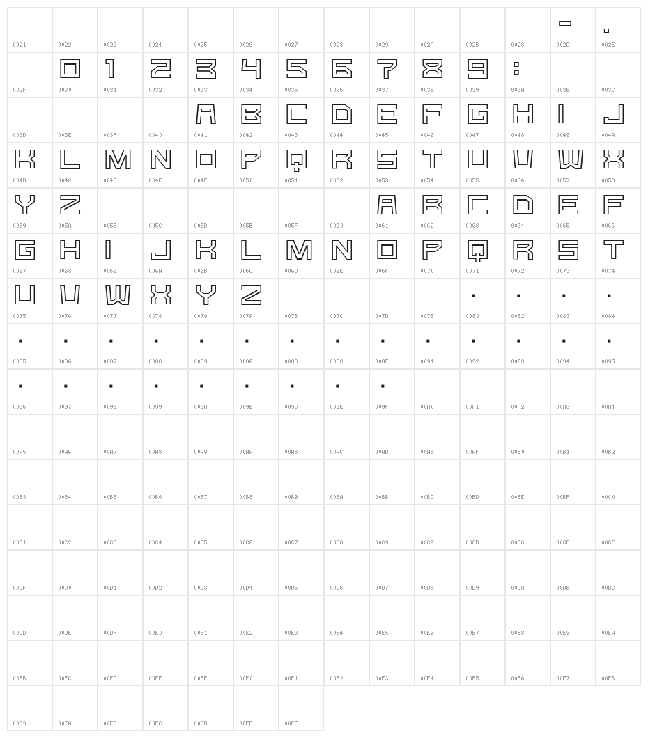 G-Type Character Map