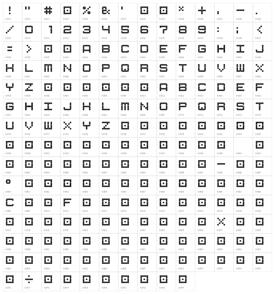 G7 Cube 5 Character Map