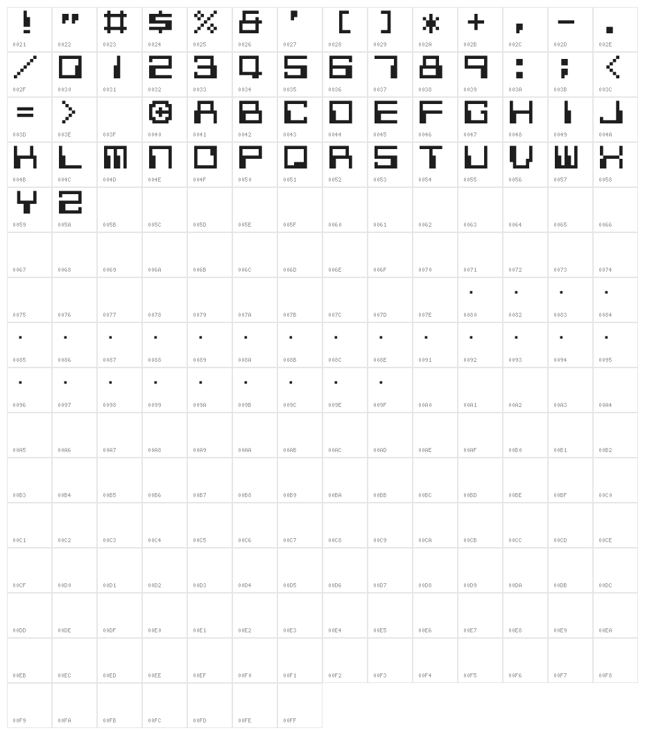G7 Silkworm TTF Character Map