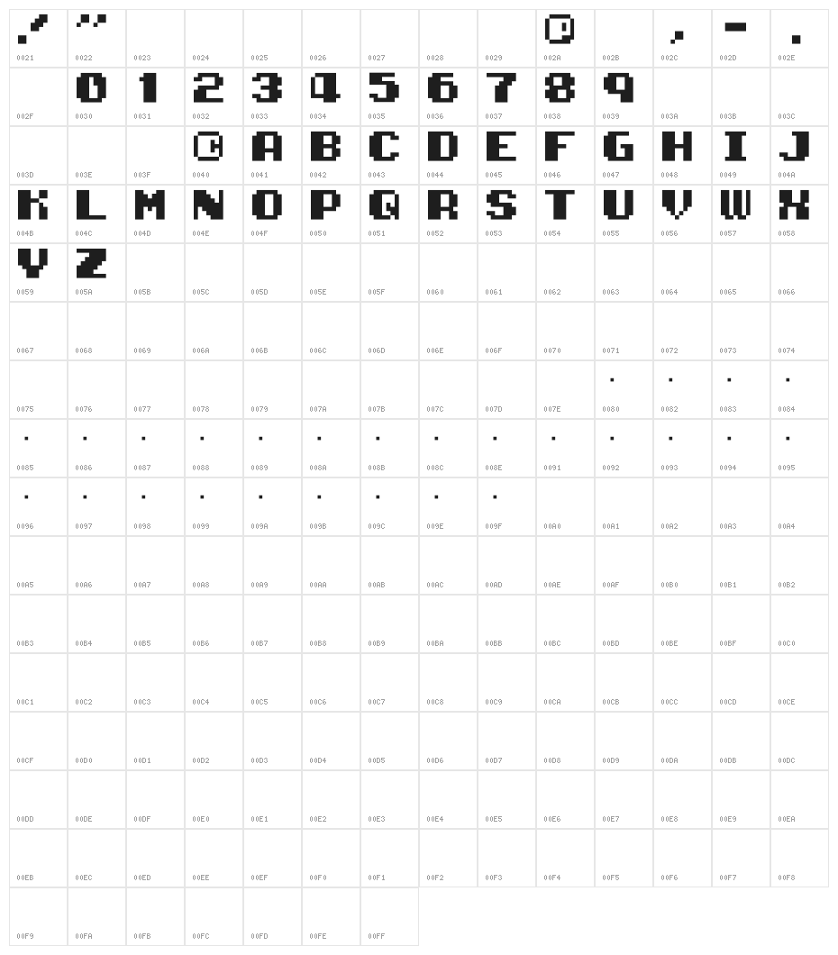 G7 Star Force TTF Character Map