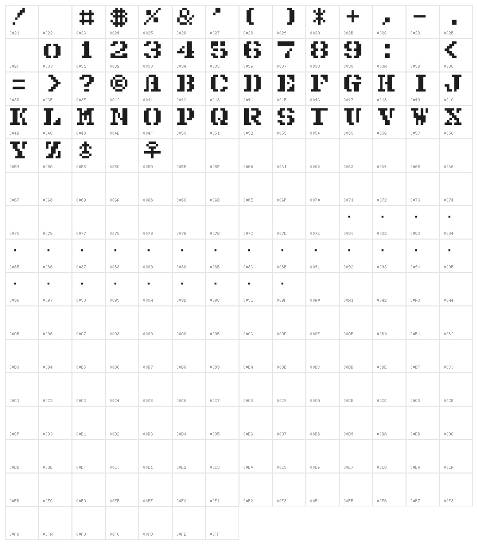G7_1943 TTF Character Map