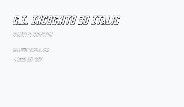 G.I. Incognito 3D Italic Business Card