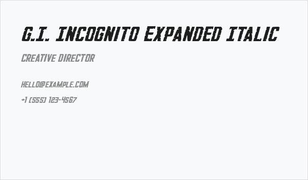 G.I. Incognito Expanded Italic Business Card