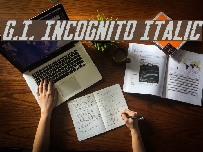 G.I. Incognito Italic Font examples