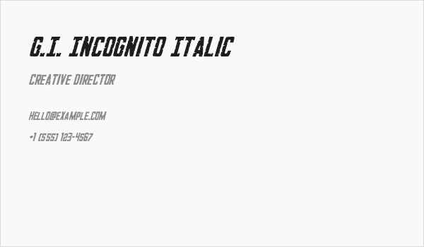 G.I. Incognito Italic Business Card