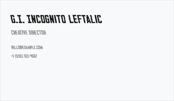 G.I. Incognito Leftalic Business Card