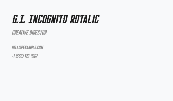 G.I. Incognito Rotalic Business Card