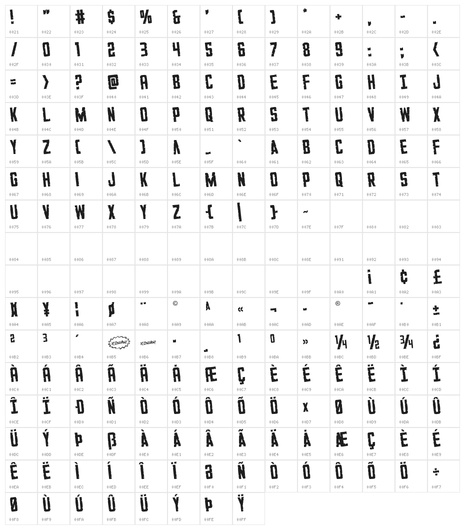G.I. Incognito Rotated Regular Character Map