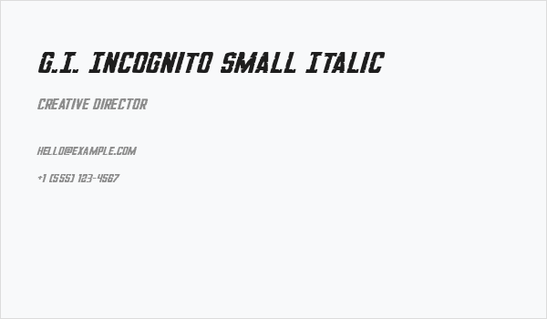 G.I. Incognito Small Italic Business Card